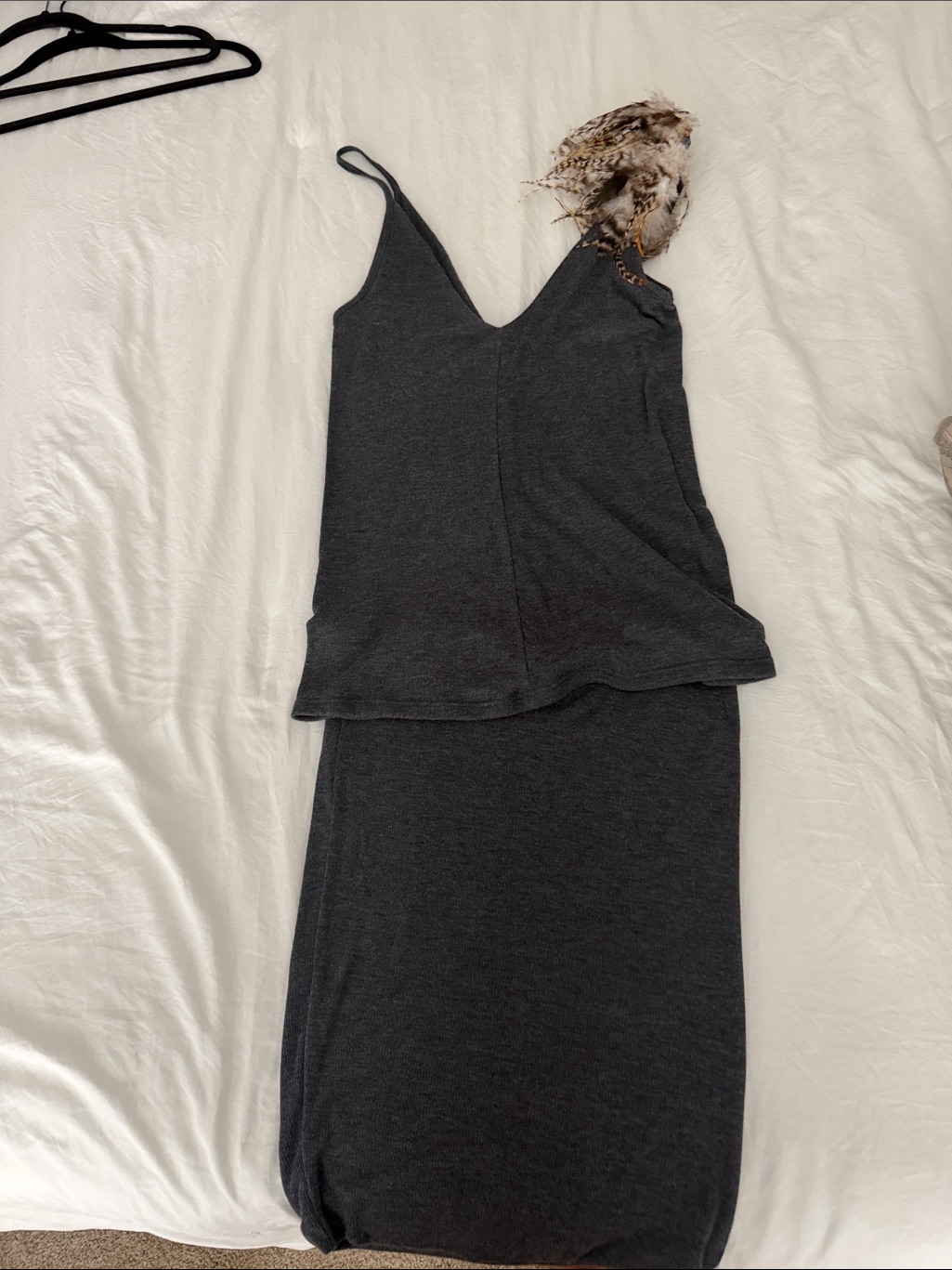 Elizabeth And James Charcoal Gray Sleeveless Tank & Skirt Set